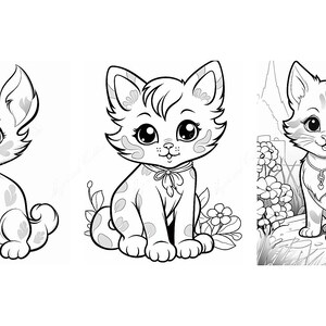 Cute Kitten Coloring Book, Printable Cat Coloring Pages for Adults and ...