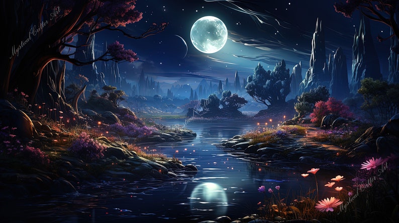 Magical Backgrounds Vol. 9 landscape computer wallpaper, landscape digital wallpaper, fantasy desktop background, instant download image 4