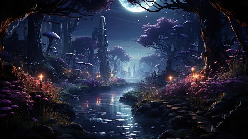 Magical Backgrounds Vol. 9 landscape computer wallpaper, landscape digital wallpaper, fantasy desktop background, instant download image 2