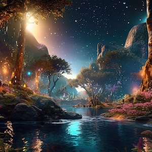Fonds magiques Vol. 5 - fond d’écran d’ordinateur magique, fond d’écran numérique fantastique, fond d’écran paysage, téléchargement instantané