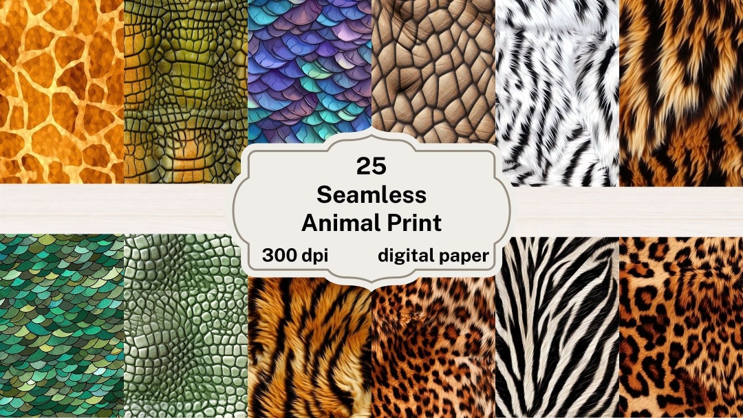 Animal Print Digital Paper, Seamless Animal Skin Patterns Printable ...