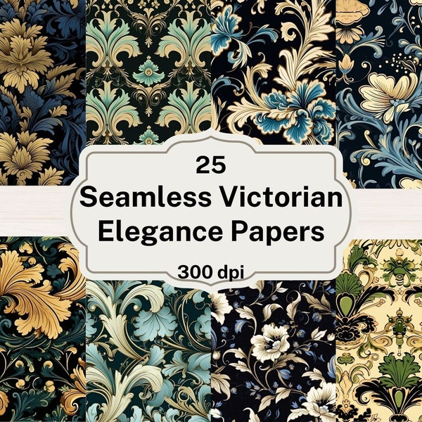 Victorian Digital Paper, seamless Victorian pattern backgrounds printable scrapbook paper instant download commercial use