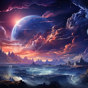 Magical Backgrounds Vol. 9 landscape computer wallpaper, landscape digital wallpaper, fantasy desktop background, instant download image 1