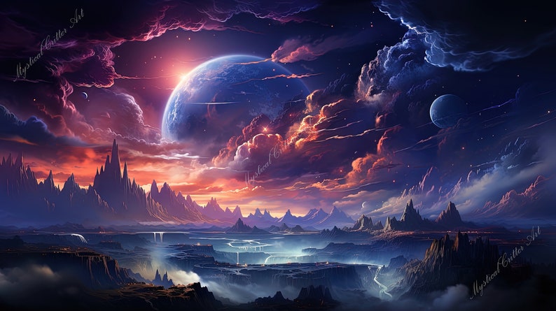 Magical Backgrounds Vol. 9 landscape computer wallpaper, landscape digital wallpaper, fantasy desktop background, instant download image 1