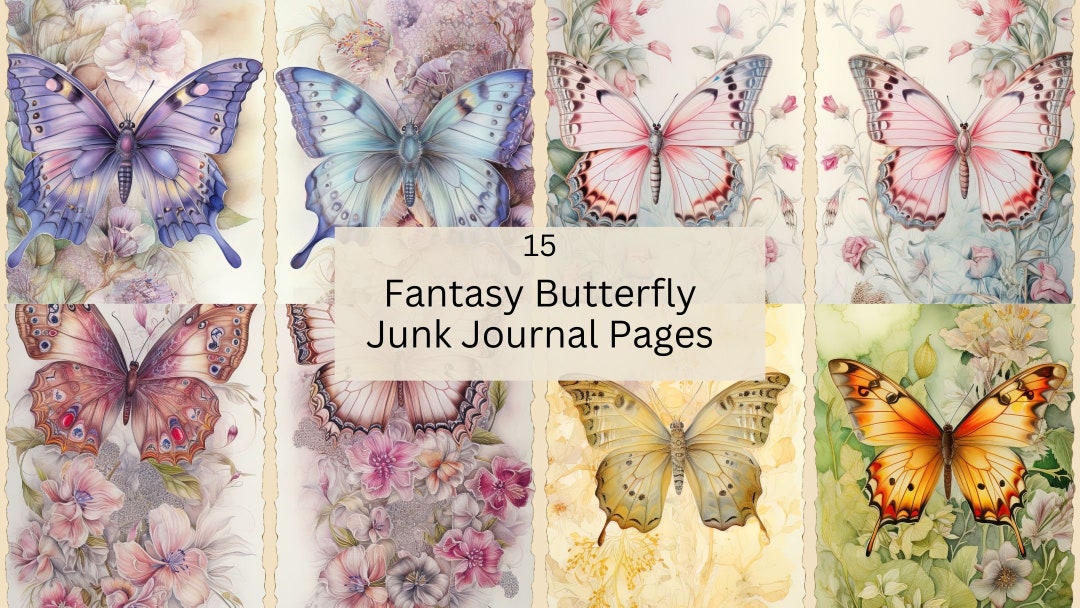 Fantasy Butterfly Junk Journal Kit Watercolor Butterfly Journal Pages ...