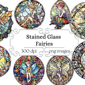 Stained Glass Fairy Clipart, fairy clip art for scrapbooking commercial use instant download