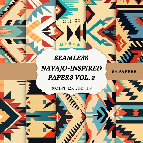 Navajo Inspired Digital Paper Set 2, seamless pattern backgrounds printable scrapbook paper instant download commercial use