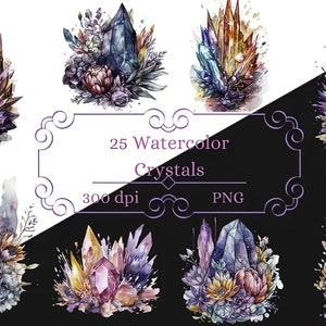 Watercolor Fairy Crystal Clipart, crystal clip art for scrapbooking instant download commercial use