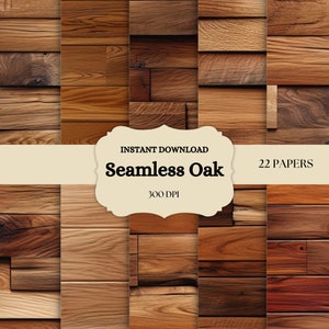 Papeles digitales de madera de roble sin costuras de belleza natural perfectos para scrapbooking y manualidades, descarga instantánea