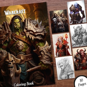 World of Warcraft inspiriertes Malbuch - 30 druckbare Graustufen Malseiten für Erwachsene in PDF-Format - sofortiger digitaler Download