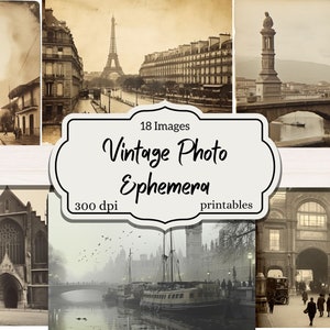 Vintage foto Ephemera Journal Cards, Junk Journal afdrukbare kaart maken Ephemera complete set Instant Download