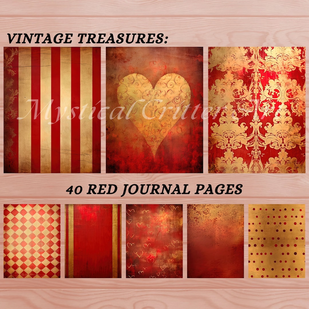 Printable Red Paper: Damask, Stripes, Dots, Hearts, Distressed Texture ...