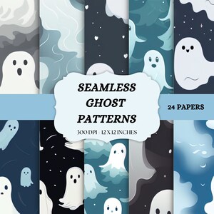 Griezelig schattig Halloween Ghost Scrapbook papier perfect voor angstaanjagend mooie ambachten instant download commercieel gebruik
