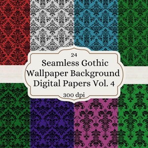 Seamless Gothic Wallpaper Background Digital Papers Vol 4