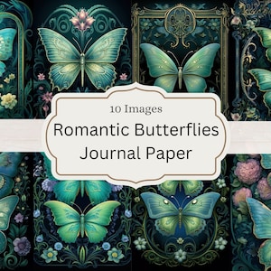 Romantische Schmetterlinge Journal Papier Notizbuch digitales Papier Fantasy Junk Journal Seiten printable 8.5x11 Papier, sofort downloadbar