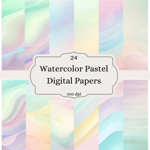 Watercolor Pastel Digital Paper, rainbow pastel watercolor texture printable scrapbook paper instant download commercial use