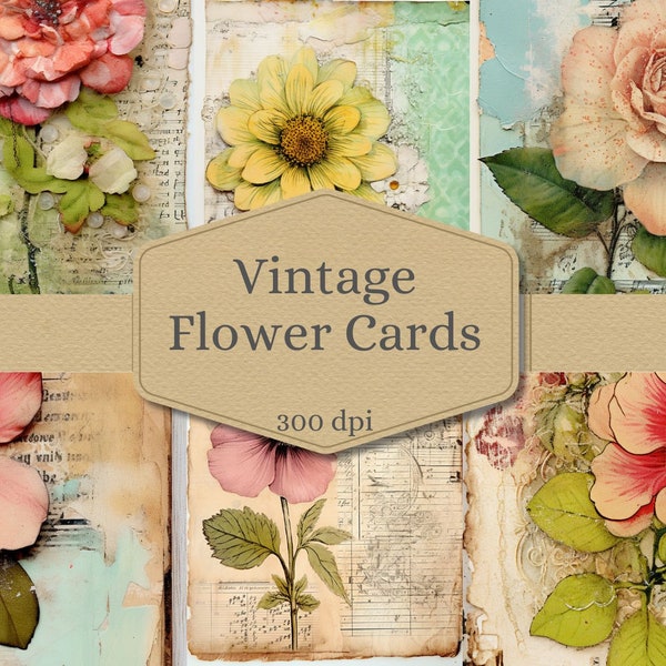 Botanical Collection Floral Vintage Flowers Themed Digital Print Background Pages Journaling Cards Junk Journal Printable, Instant Download