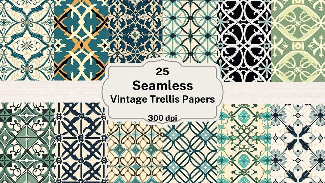 Trellis Digital Paper, Seamless Trellis Pattern Backgrounds Printable ...