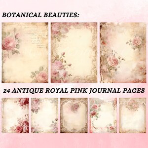 Pagine del diario spazzatura Royal Rose antico di eleganza senza tempo, perfette per scrapbooking e artigianato, download istantaneo