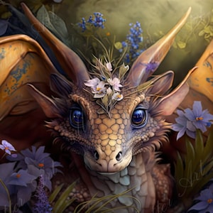 5 Garden Dragon Digital Desktop Backgrounds, downloadable fantasy digital wallpaper