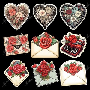 Timeless Romance - Vintage Love Sticker Set PNG Images for Instant