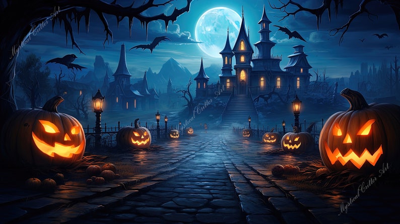 Haunted Halloween Vibes: High-quality Desktop Wallpaper - Etsy