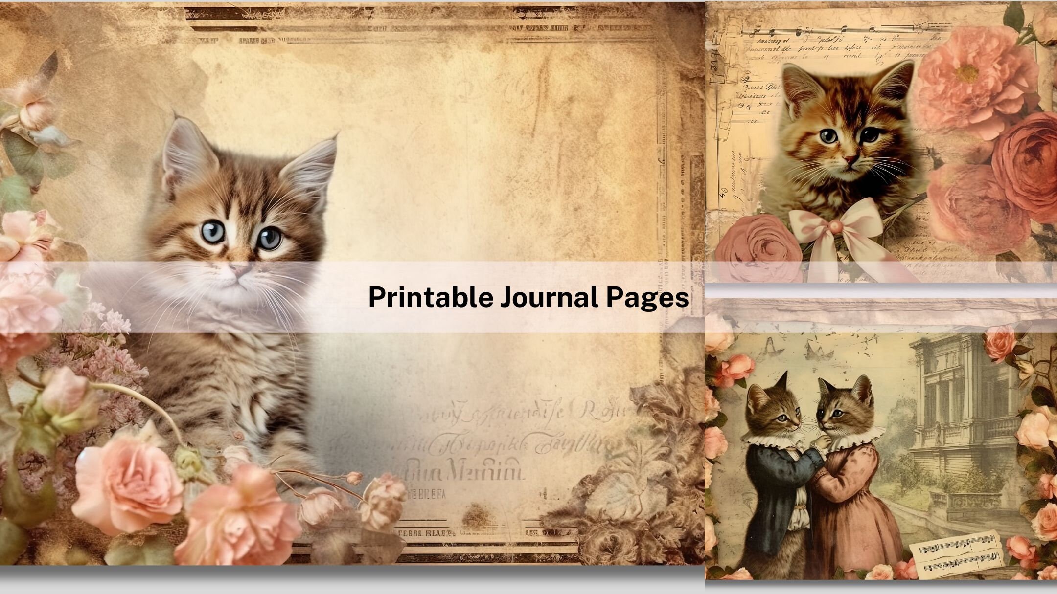 Antique Kitten Journal Kit, Cat Junk Journal Pages With Ephemera and Tags, Printable 8.5x11 Inch Paper, Instant Download - Etsy Antique Kitten Journal Kit, Cat Junk Journal Pages With Ephemera and Tags, Printable 8.5x11 Inch Paper, Instant Download - Etsy