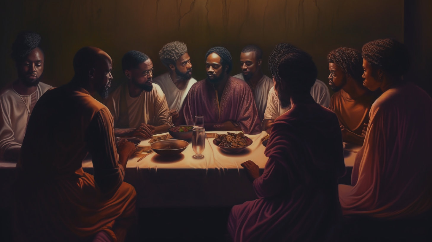 Black Jesus at the Last Supper, African American Art Etsy