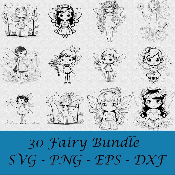 Fairy Silhouette Bundle, Fairy SVG, Fairy PNG, Fairy DXF, Fairy Silhouette Svg, Fairy Eps, Cricut cut