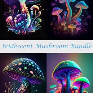 Iridescent Mushroom, Poster, Mushroom Poster, Digital Poster, Mushroom Digital Image, Digital Art, Iridescent Mushroom Art, Mushroom Bundle