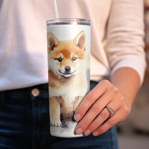 Shiba Inu Puppy 20oz Sublimation Tumbler Wrap, Straight and Tapered Tumbler Wrap PNG, Instant Download, Puppy Lovers