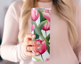 Tulip Flowers 20oz Tumbler Wrap: Straight & Tapered PNG (Digital Download)