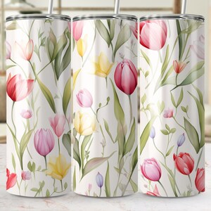 Tulip Flowers Tumbler Wrap: 20 Unzen gerade / konisch PNG (Digital Download)
