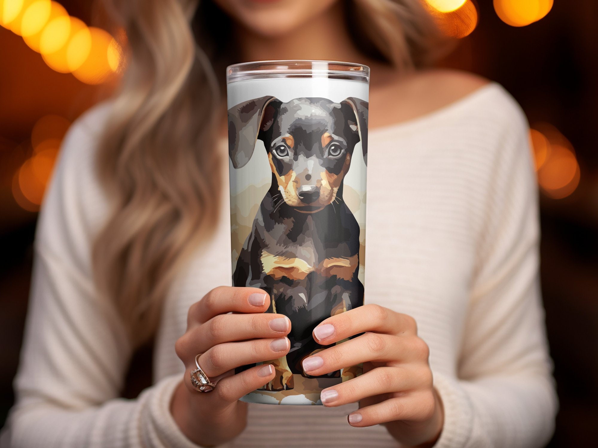 Doberman Puppy 20oz Tumbler Wrap: Sublimation PNG (digital