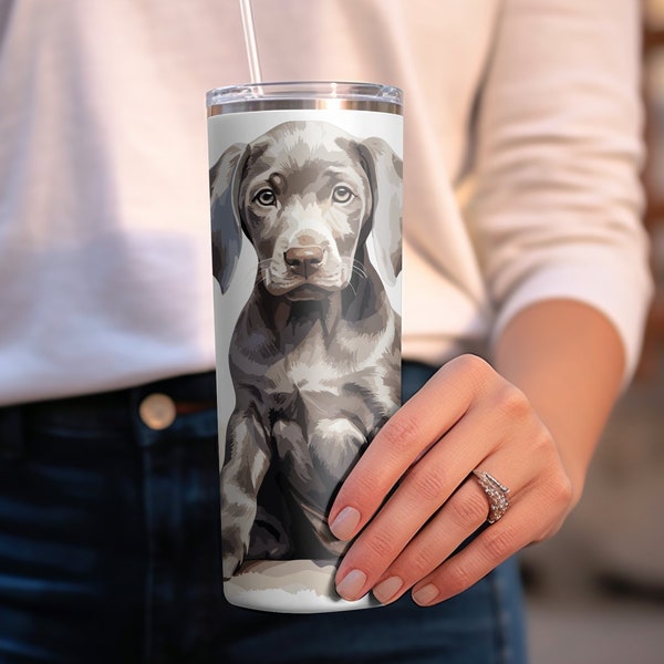 Weimaraner Puppy 20oz Sublimation Tumbler Wrap, Straight and Tapered Tumbler Wrap PNG, Instant Download, Puppy Lovers