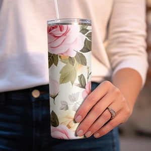 Roses 20oz Sublimation Tumbler Wrap, Straight and Tapered Tumbler Wrap PNG, Instant Download, Flower Lovers