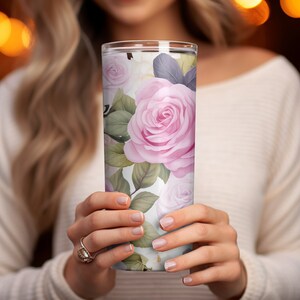 Roses 20oz Sublimation Tumbler Wrap, Straight and Tapered Tumbler Wrap PNG, Instant Download, Flower Lovers