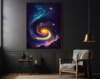 Impresión artística de galaxia de ensueño: Imagen digital de noche estrellada (descarga digital)