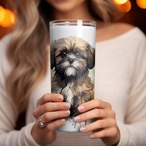 Shih Tzu Puppy 20oz Sublimation Tumbler Wrap, Straight and Tapered Tumbler Wrap PNG, Instant Download, Puppy Lovers