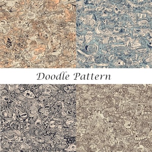 Doodle Seamless Pattern: Whimsical Designs (Digital Download)
