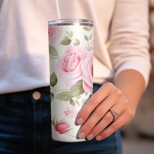 Roses 20oz Sublimation Tumbler Wrap, Straight and Tapered Tumbler Wrap PNG, Instant Download, Flower Lovers
