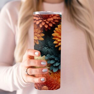 Chrysanthemum Flower 20oz Tumbler Wrap: Straight & Tapered PNG (Digital Download)