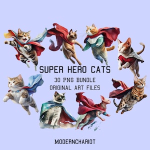 Colección de hojas de pegatinas conjunto de vectores de personajes de  superhéroes de gato lindo
