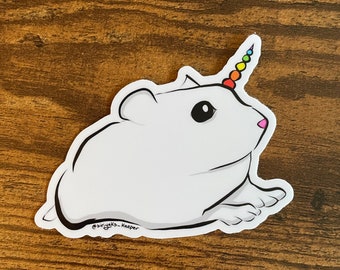 Hamster Unicorn | Satin UV Finish Vinyl Sticker | Cute Sticker | Weatherproof