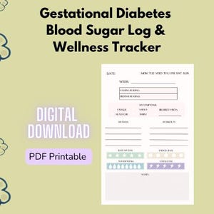 Gestational Diabetes Blood Sugar Log Wellness and Meal Tracker PDF