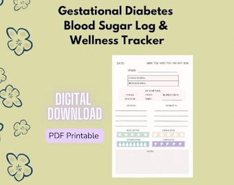 Gestational Diabetes Blood Sugar Log Wellness and Meal Tracker PDF