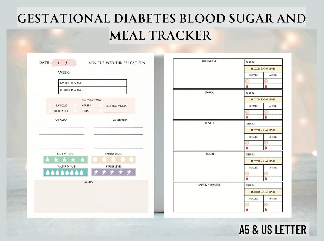 Gestational Diabetes Blood Sugar Log and Meal Tracker Gestational