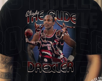 Clyde Drexler 90s bootleg t-shirt Clyde Drexler vintage basketball t-shirt gift for basketball fan gift for him Portland vintage tee