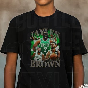 Jaylen Brown shirt Youth Boy Girl 90s vintage bootleg style rap basketball tee gift for Boston basketball fan streetwear green colorway