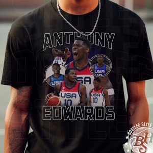 Anthony Edwards T-Shirt 90s Bootleg Vintage Basketball Shirt for Men Women Basketball Fan Gift for Him Minnesota Throwback Retro Graphic Tee